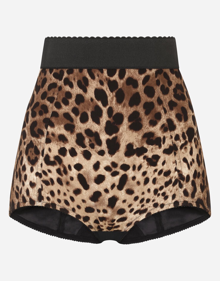 High-waisted charmeuse panties with leopard print - 3