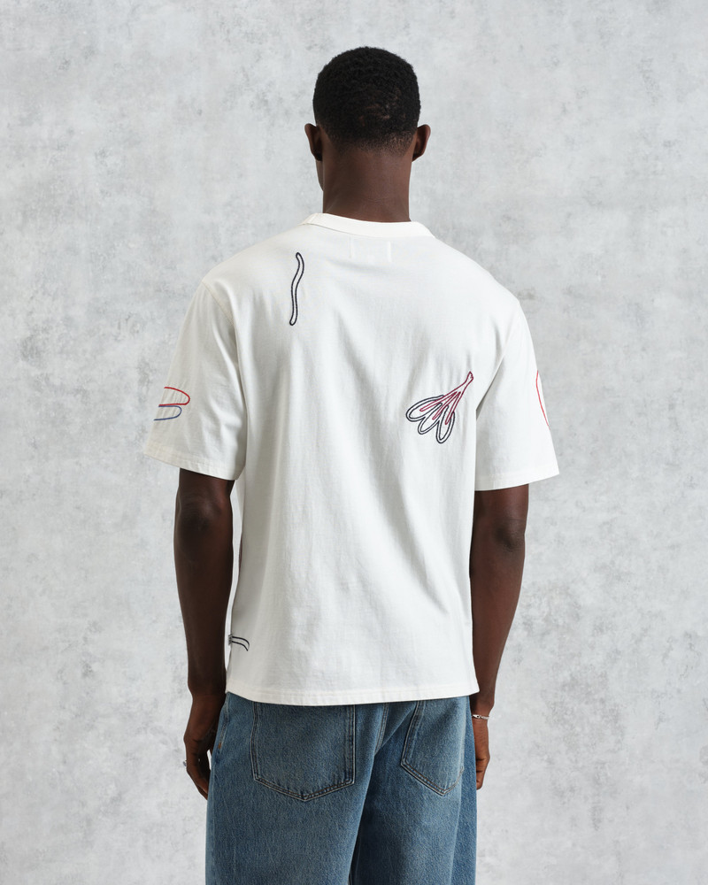 Milton - Ecru Embroidered Organic Cotton T-Shirt 9