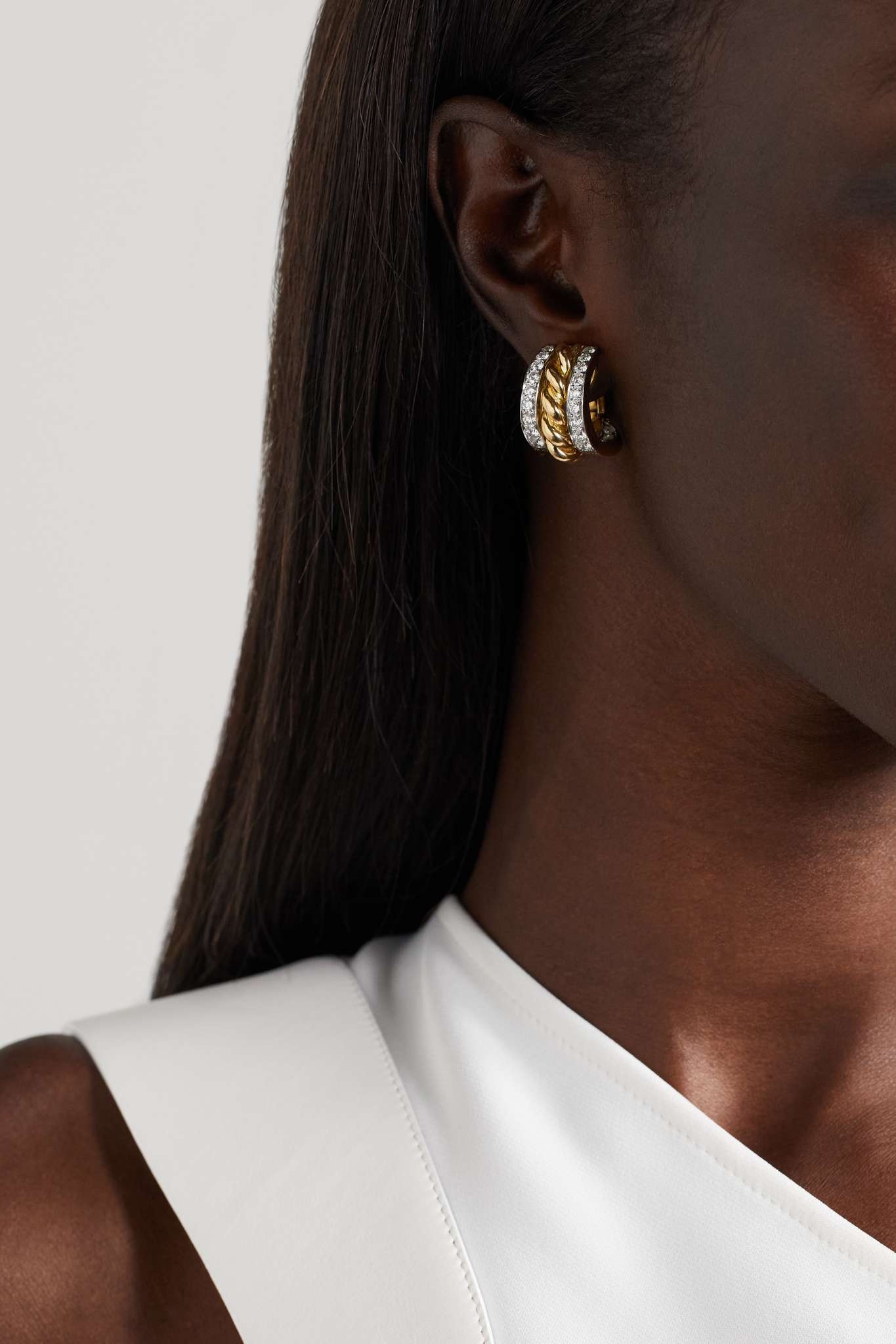 18-karat gold, platinum and diamond clip earrings - 2