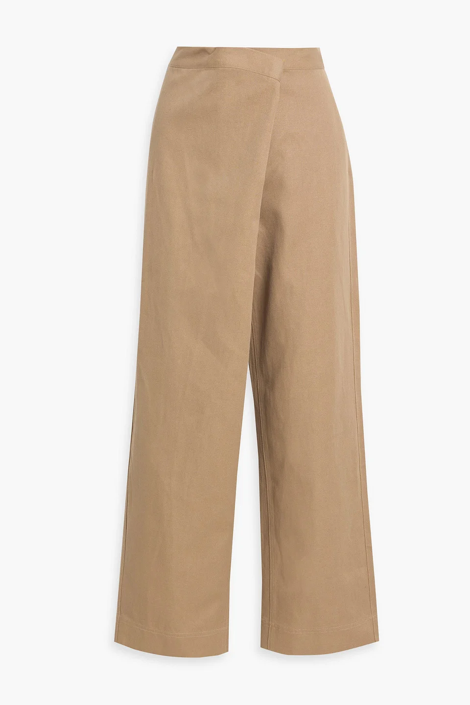 Jonas wrap-effect cotton and linen-blend straight-leg pants - 1