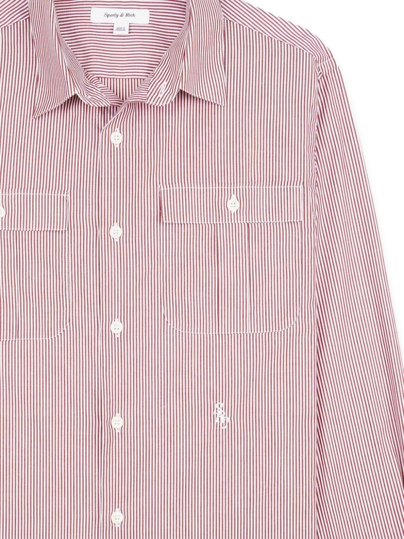 Sporty & Rich Utility logo-embroidered striped shirt outlook