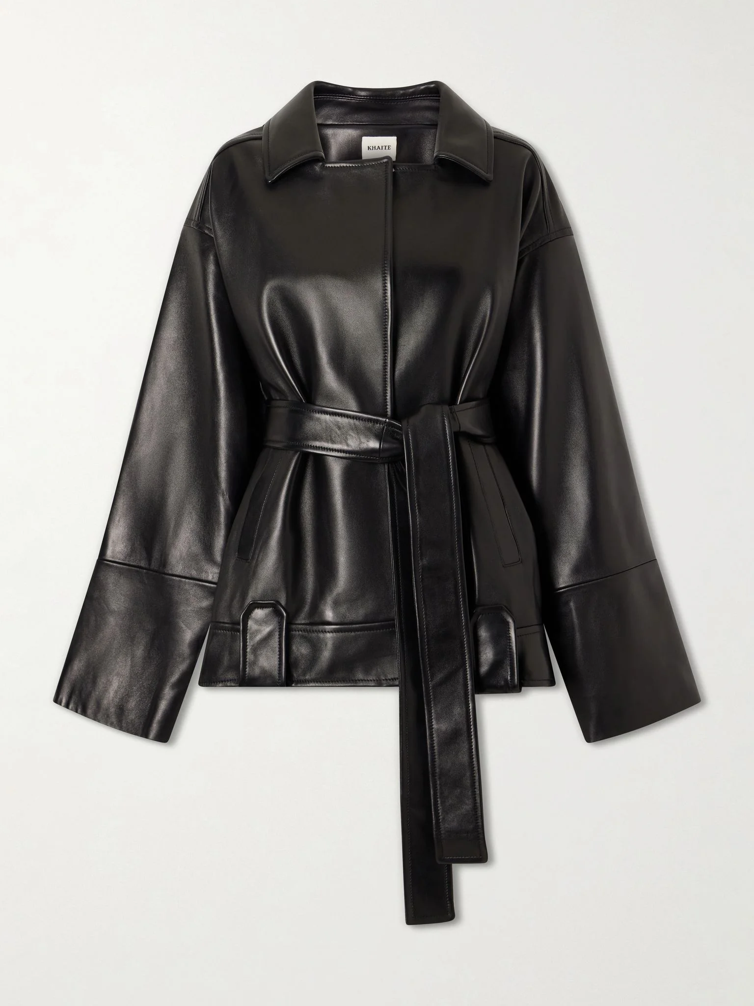 Alder belted leather jacket Black - 1