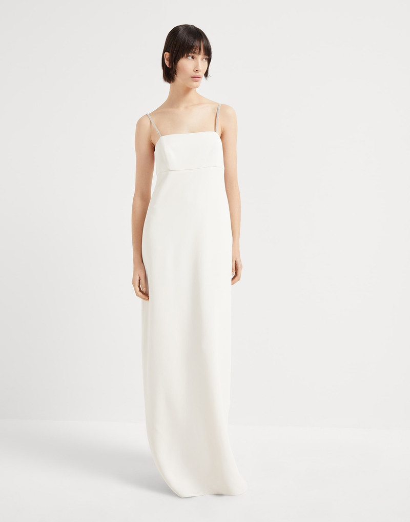 Silk and acetate crêpe cady square-neck dress with shiny straps - 1