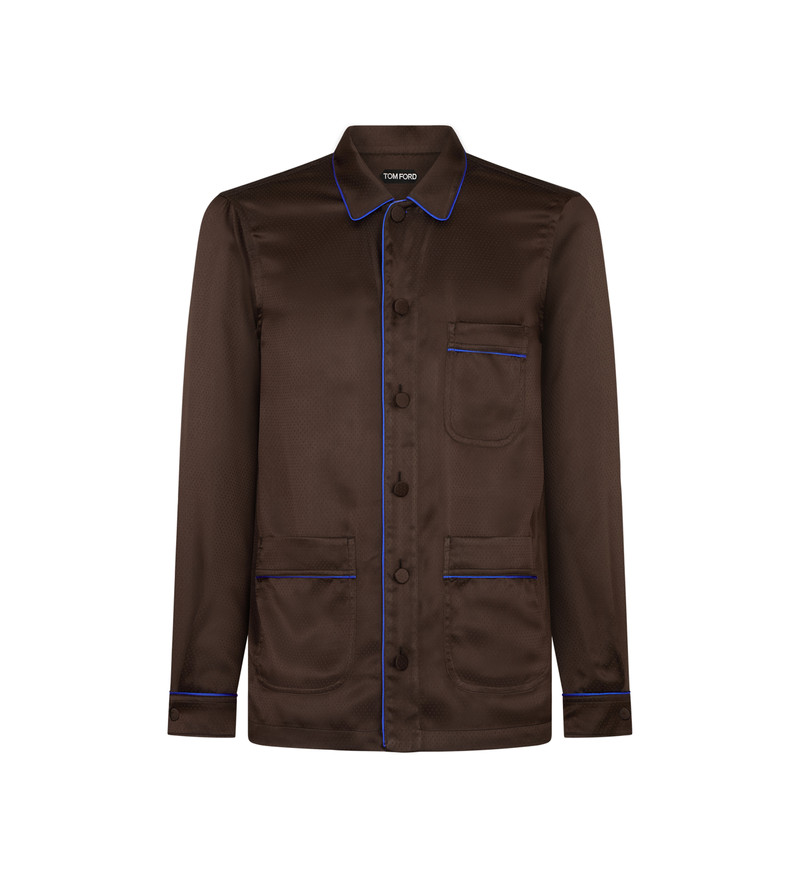JACQUARD MICRO DOT PAJAMA PIPING SHIRT 1