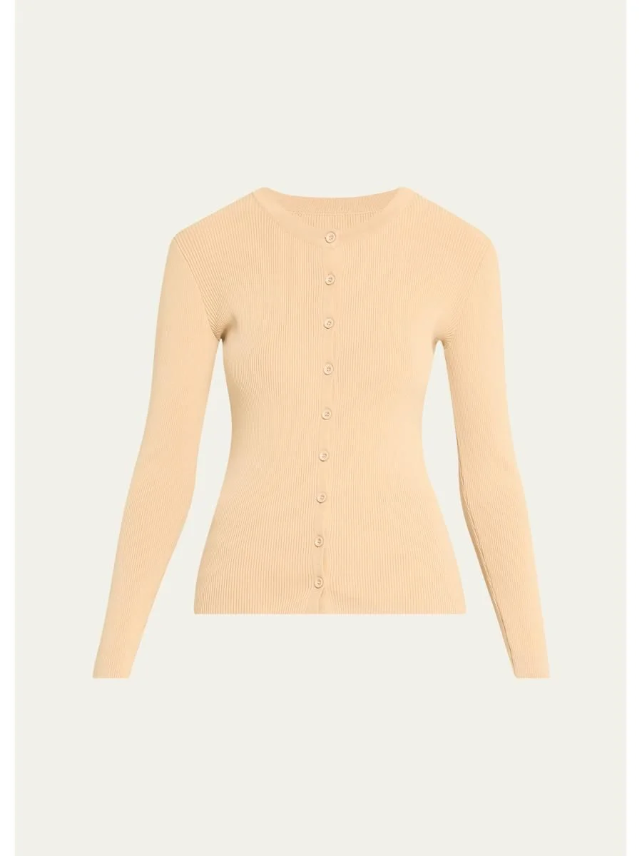 Fine Knit Ribbed Cardigan - 1