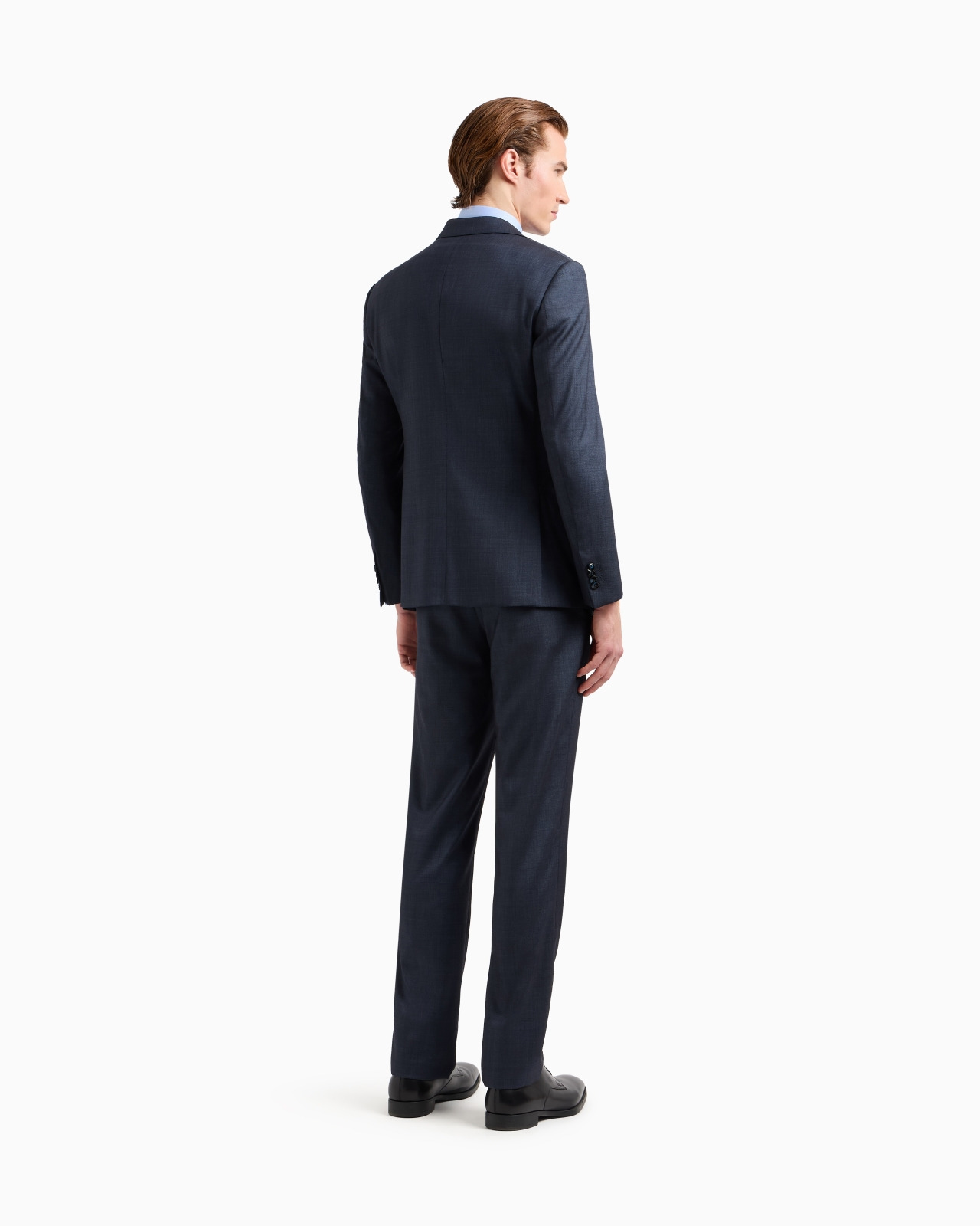 SOHO LINE SINGLE-BREASTED SUIT IN A CHAMBRAY-EFFECT WOOL AND SILK - 3