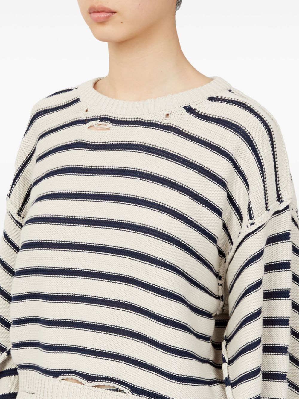 crew-neck striped cotton jumper - 7