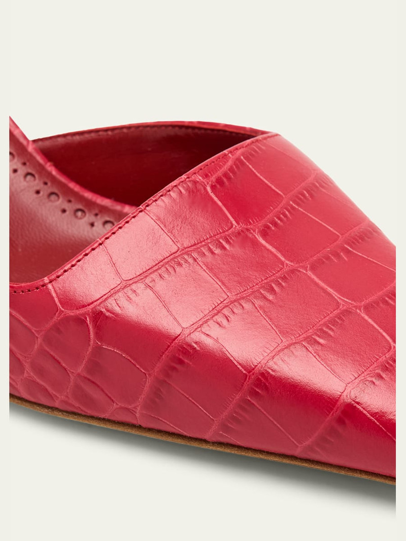 Manolo Blahnik Moiramu Croc-Embossed Leather Mules outlook