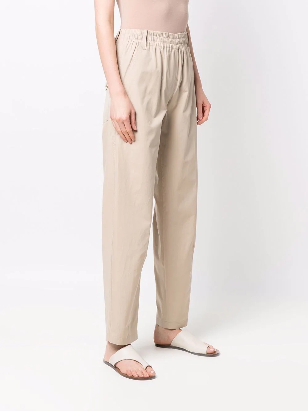 elasticated-waist straight trousers - 3