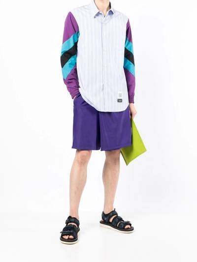 Fumito Ganryu contrast-sleeve striped shirt outlook