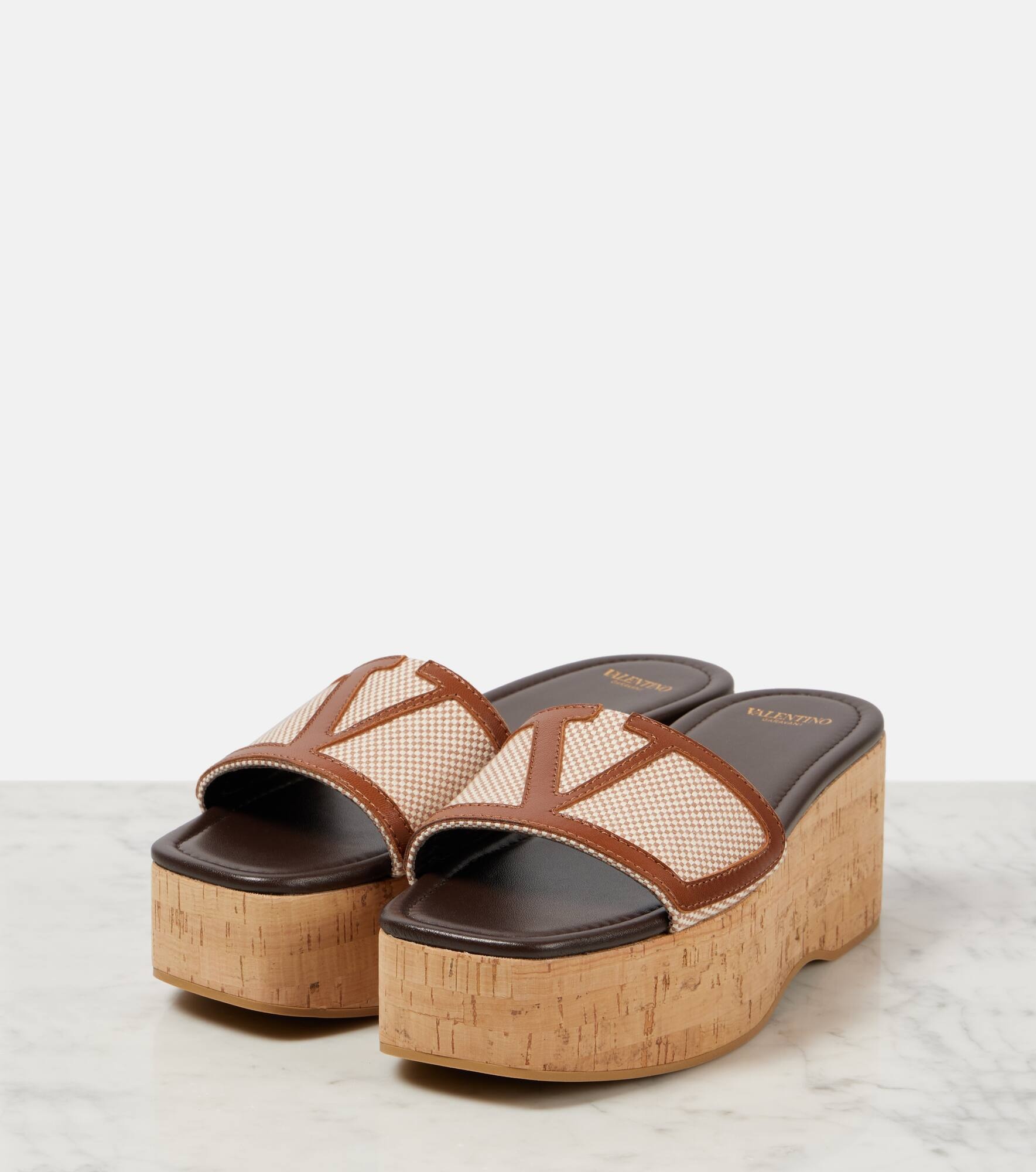 Viva Superstar leather-trimmed canvas slides - 4