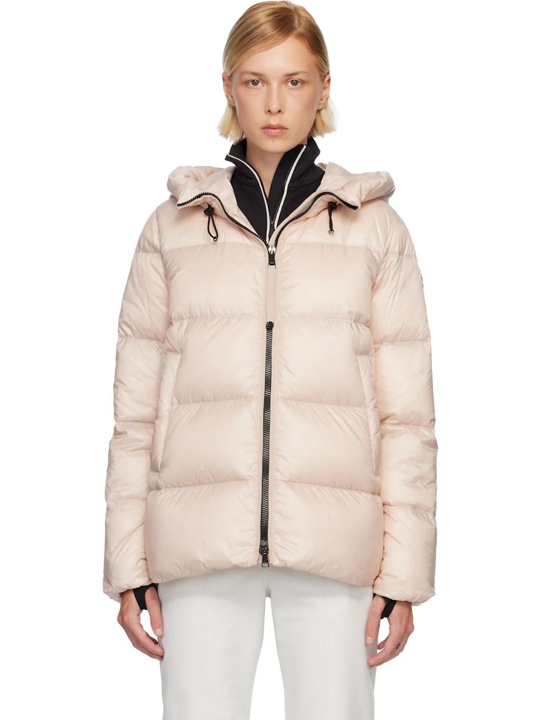 Pink Serittes Hooded Short Down Jacket - 1