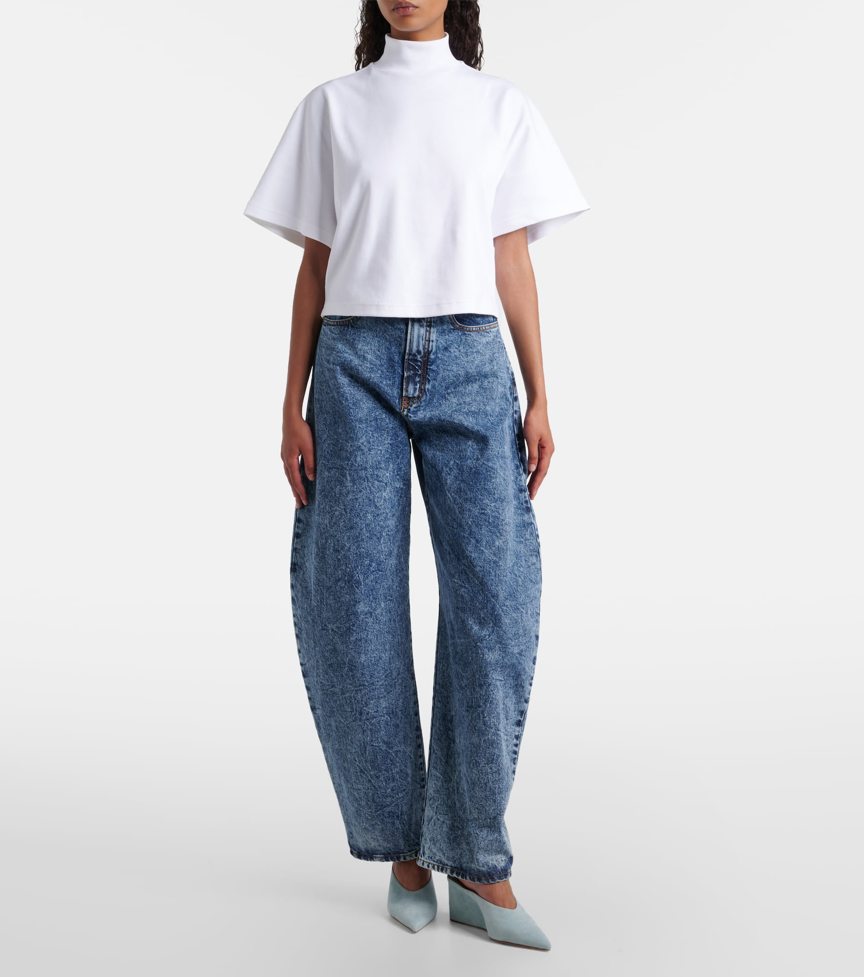 High-neck cotton jersey T-shirt - 2