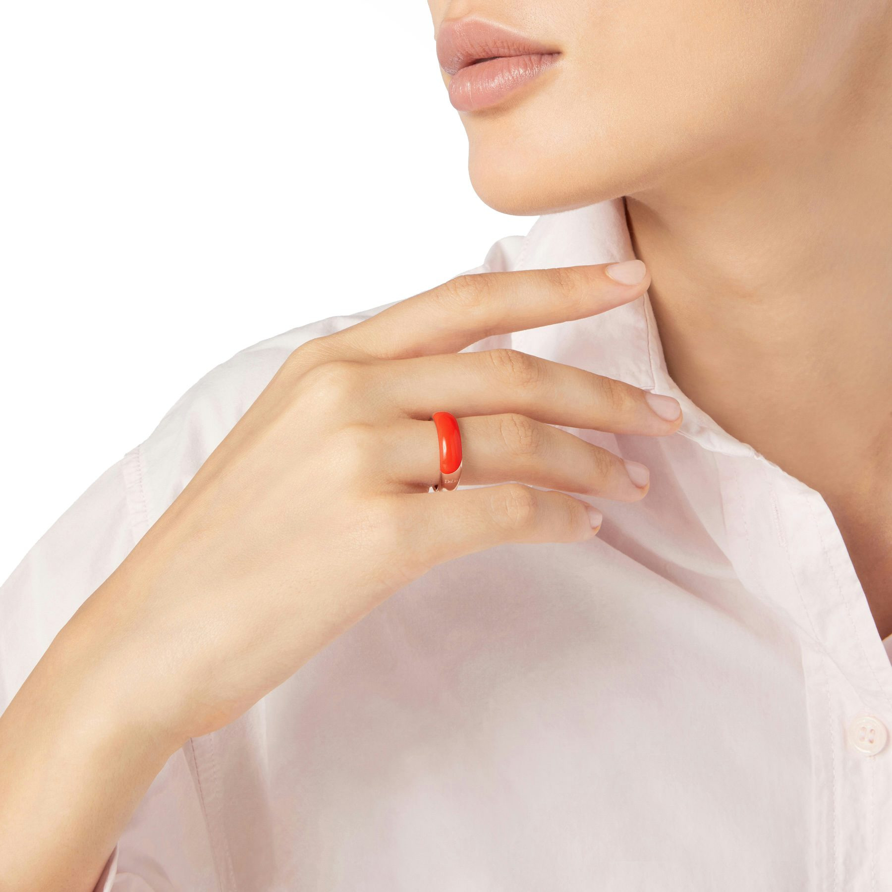 GOLD PLATED SILVER & ENAMEL RONDELLE RING - 2