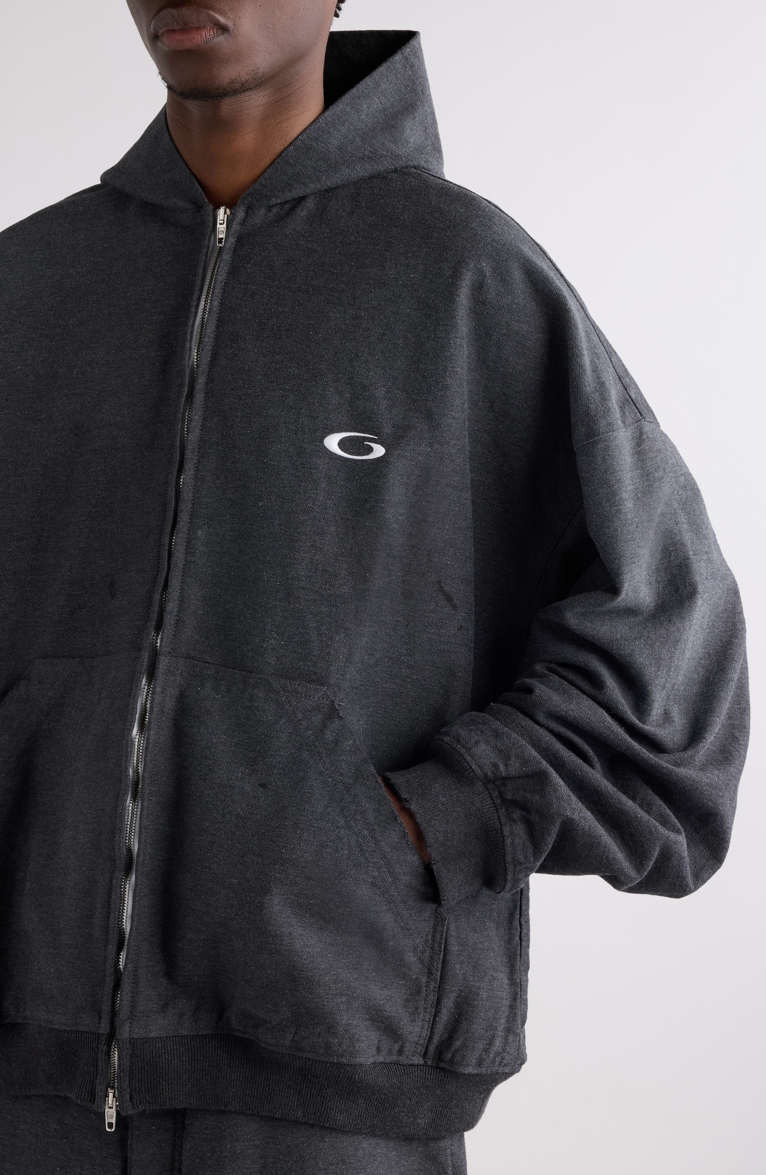 Balenciaga Trompe l'Oeil Hoodie in 1140 Anthracite at Nordstrom - 4
