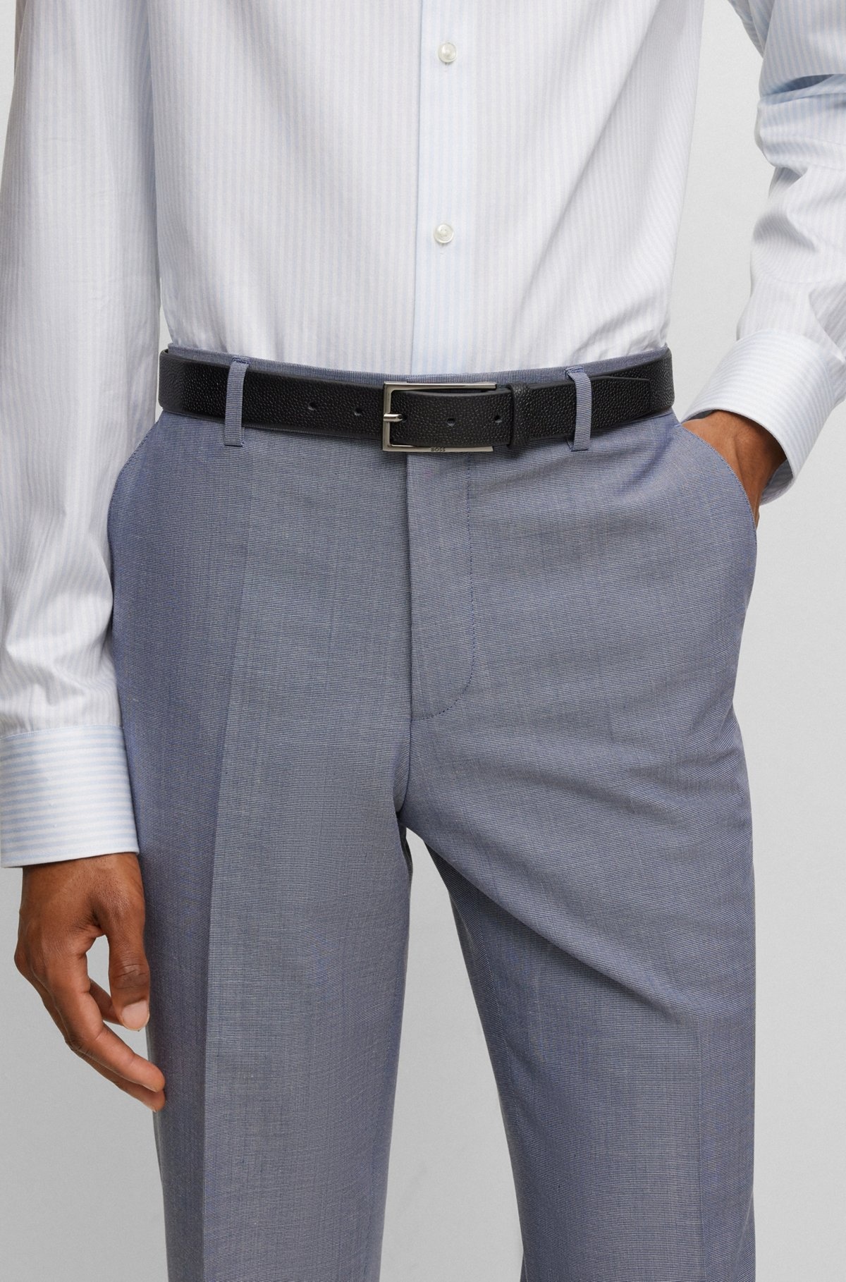 TEXTURED-LEATHER BELT WITH LOGO-ENGRAVED BUCKLE - 2