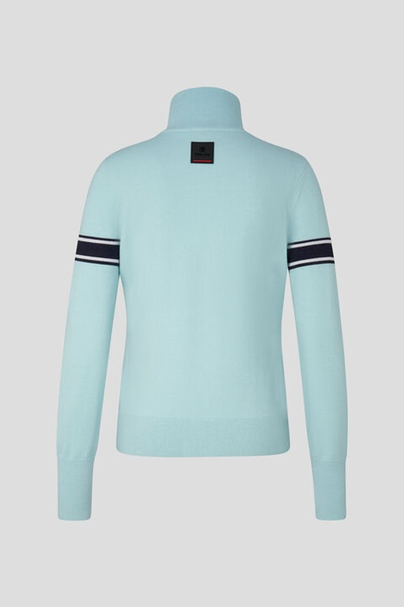 BOGNER Azra Half-zip knitted pullover in Ice blue outlook