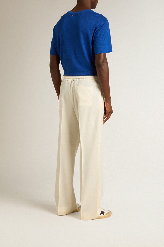 Men’s aged white wool gabardine joggers - 4