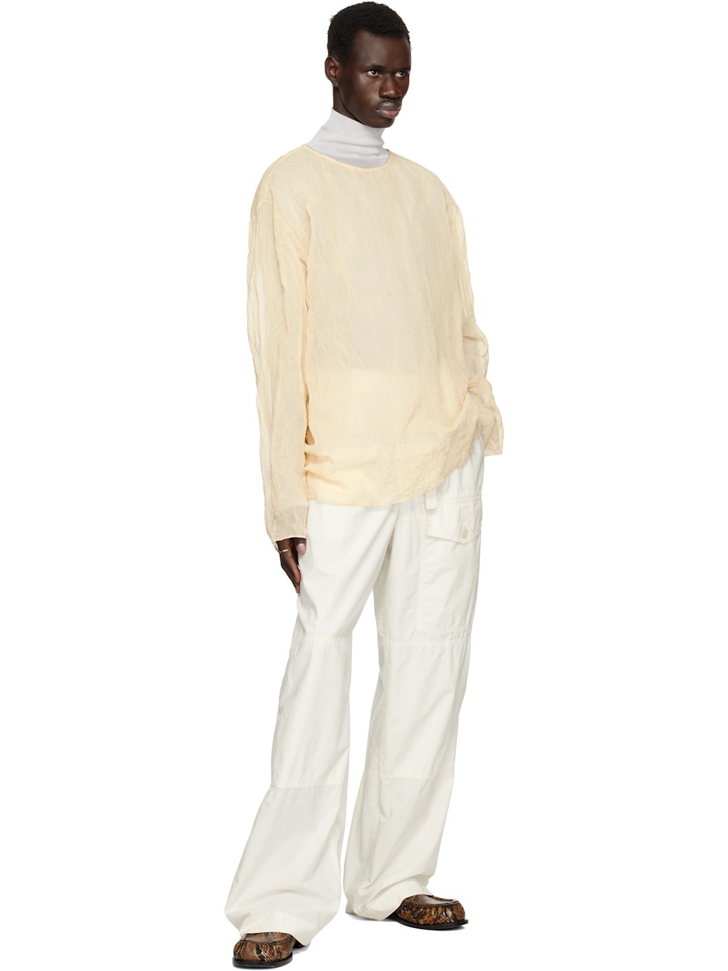 Beige Long Sleeve Top - 4