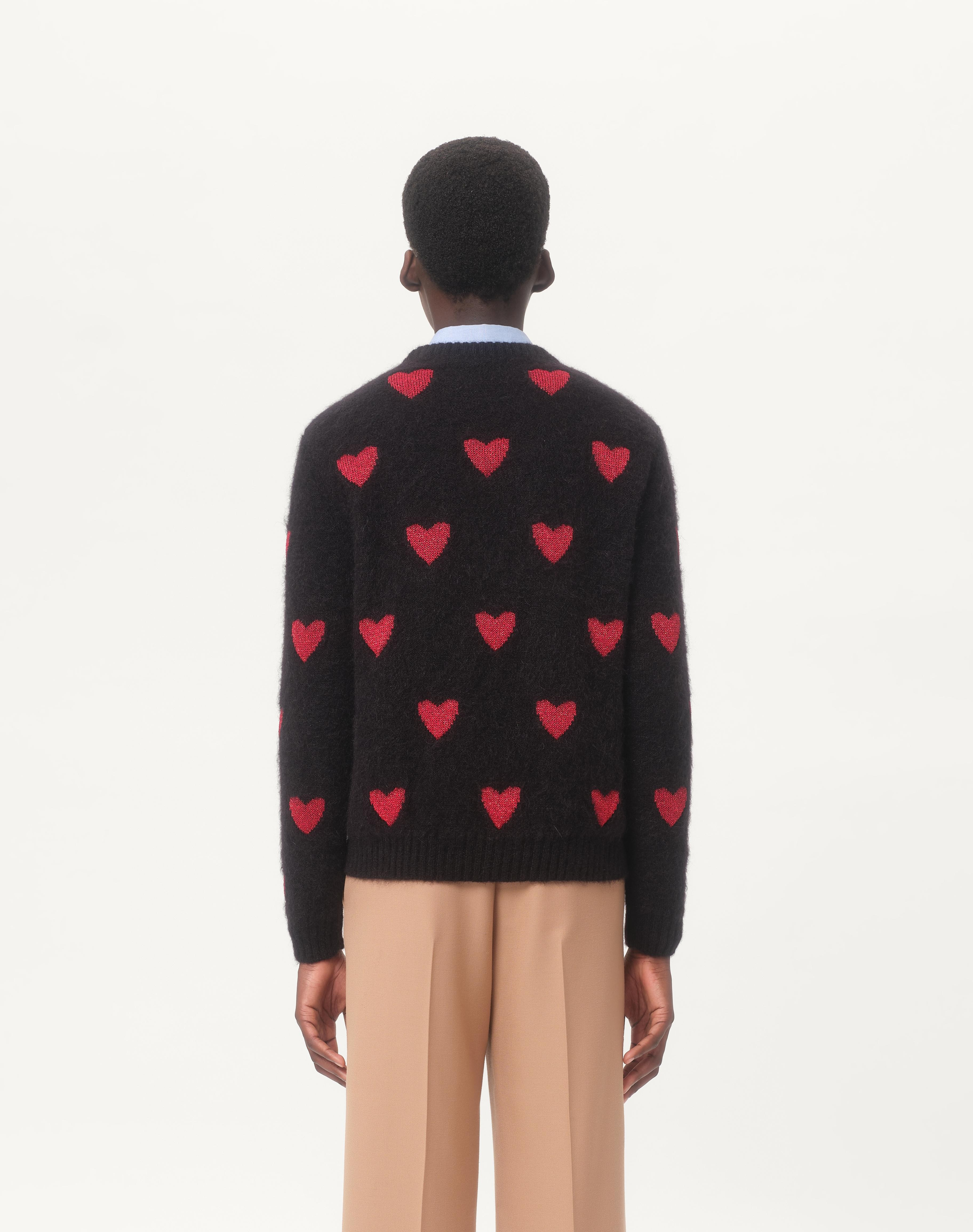 MOHAIR WOOL AND LUREX SWEATER WITH HEART JACQUARD PATTERN - 6