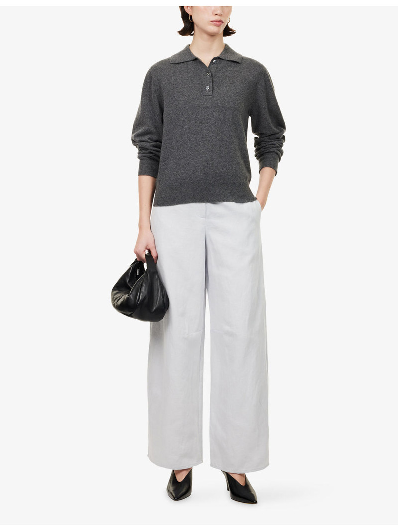SAMSØE SAMSØE Saroko Wide-Leg Cotton and Linen-Blend Trousers outlook