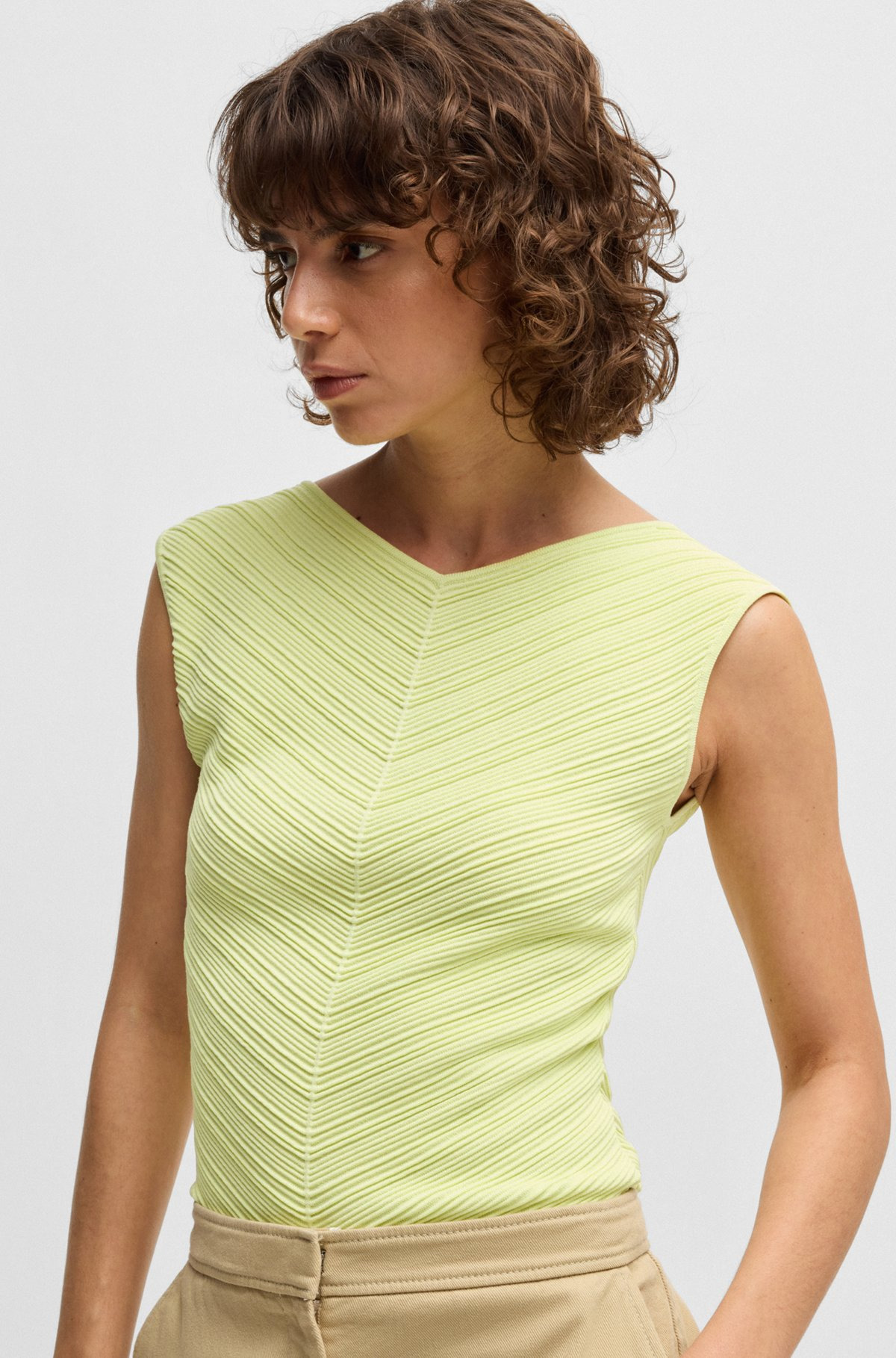 V-NECK TOP WITH KNITTED STRUCTURE - 5