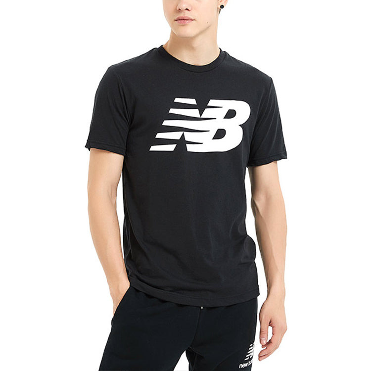 New Balance Men's New Balance Knit Breathable Athleisure Casual Sports LOGO Printing Short Sleeve Bl - 6