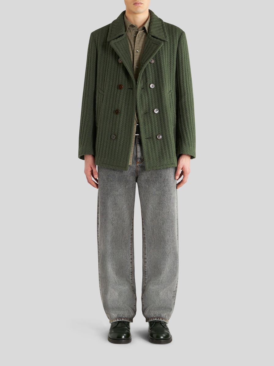 DOUBLE-BREASTED SPORTSWEAR JACKET WITH HERRINGBONE PATTERN - 4