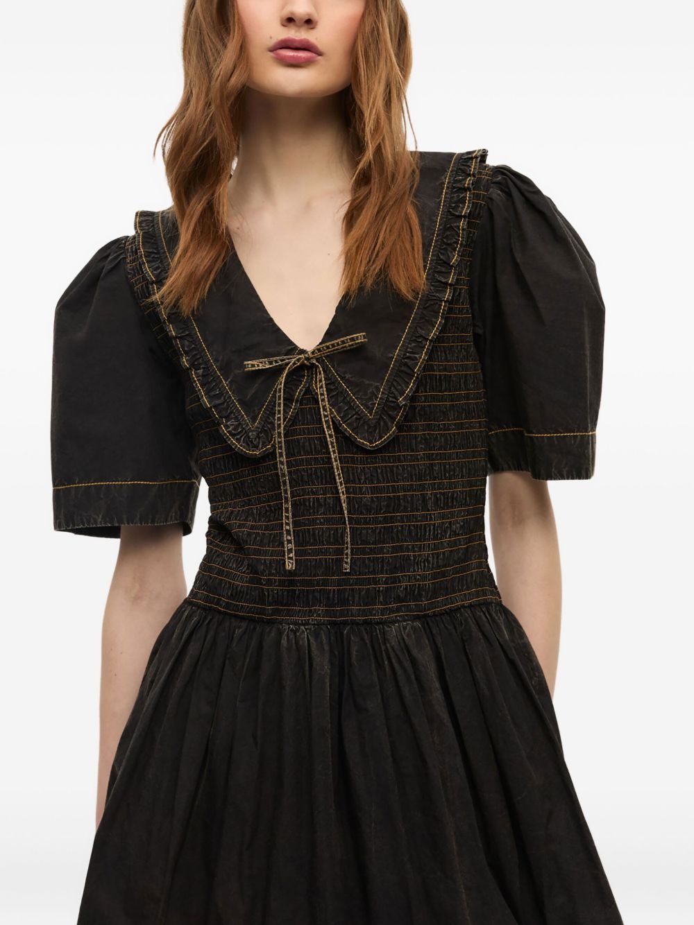smocked dress with puff sleeves - 4