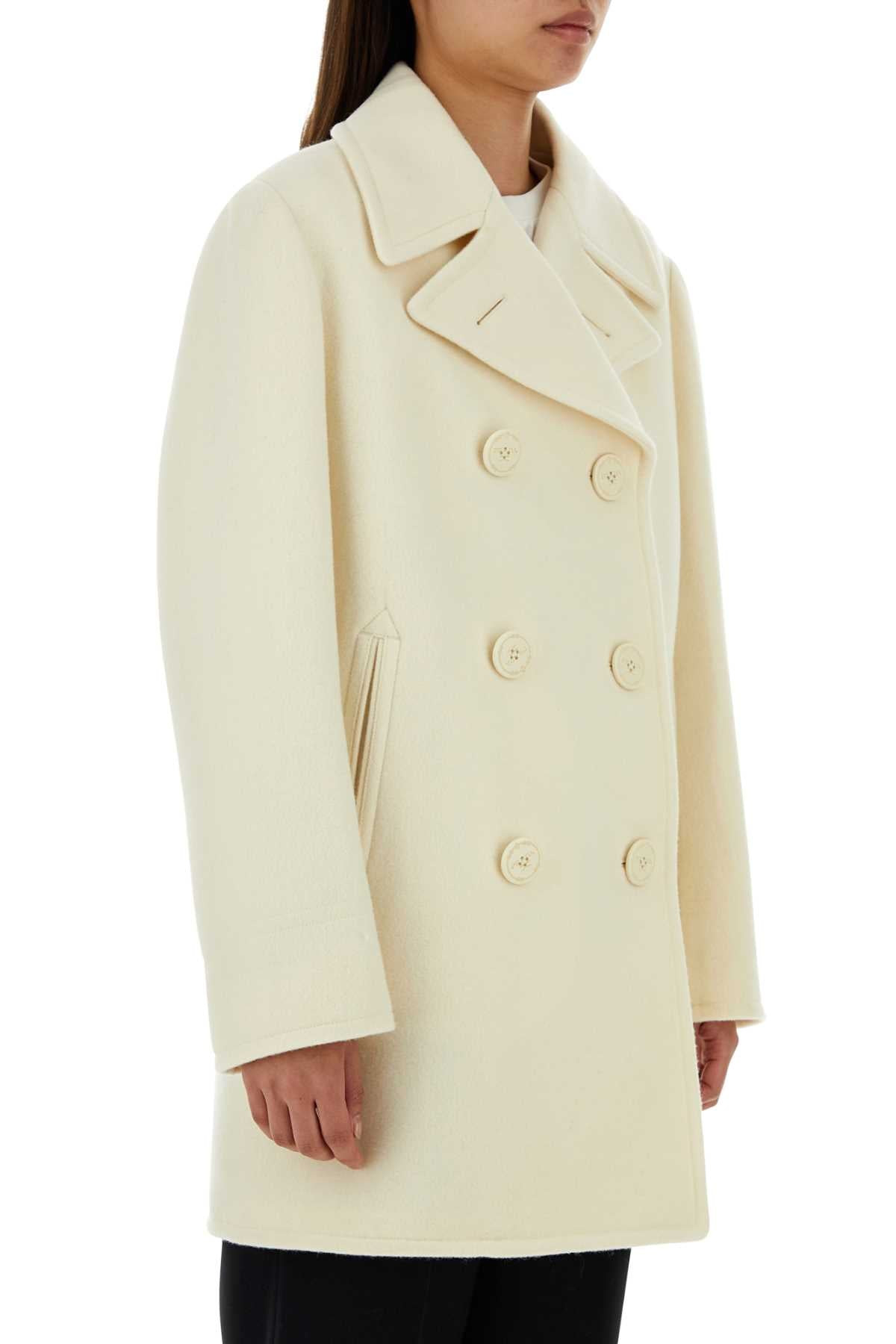 Prada Women Ivory Wool Blend Coat - 3