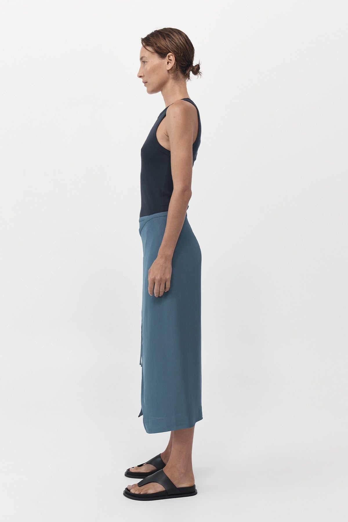 Midi Wrap Skirt - Slate - 3
