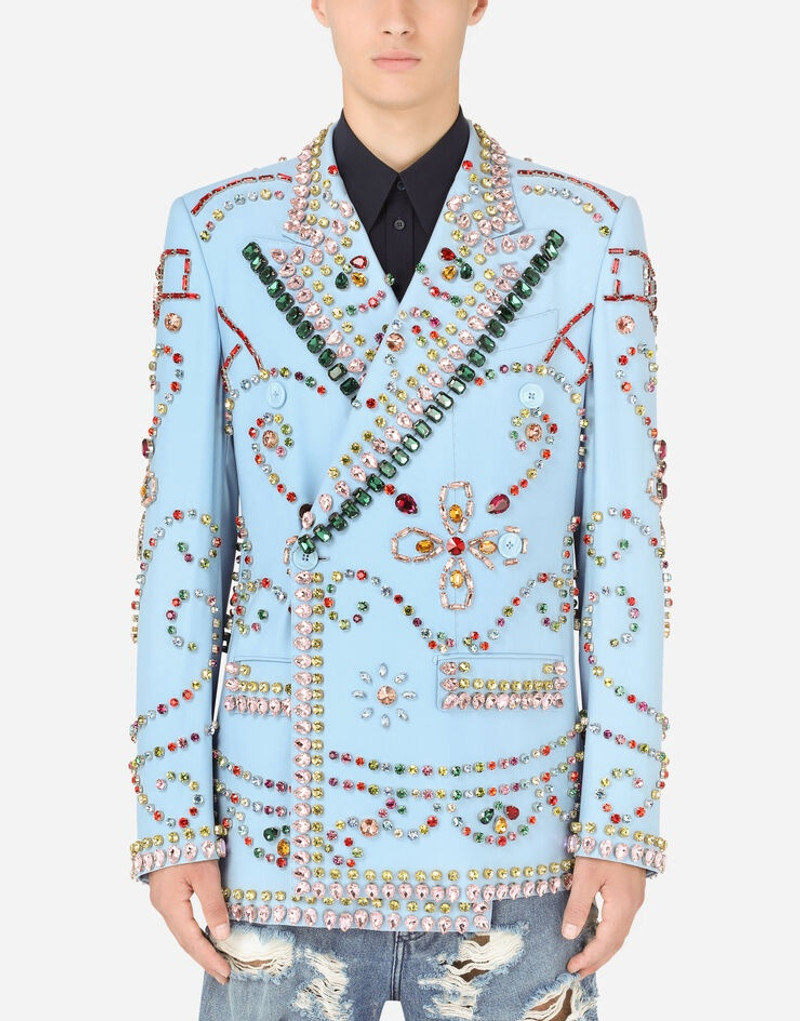 Double-breasted Sicilia-fit jacket with crystal embellishment 2