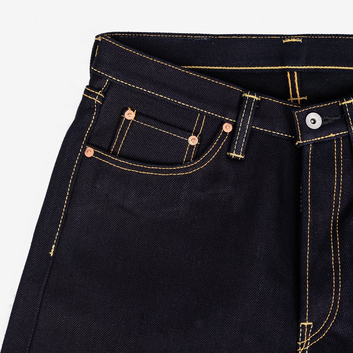 IH-888-XHSib 25oz Selvedge Denim Medium/High Rise Tapered Cut Jeans - Indigo/Black - 6