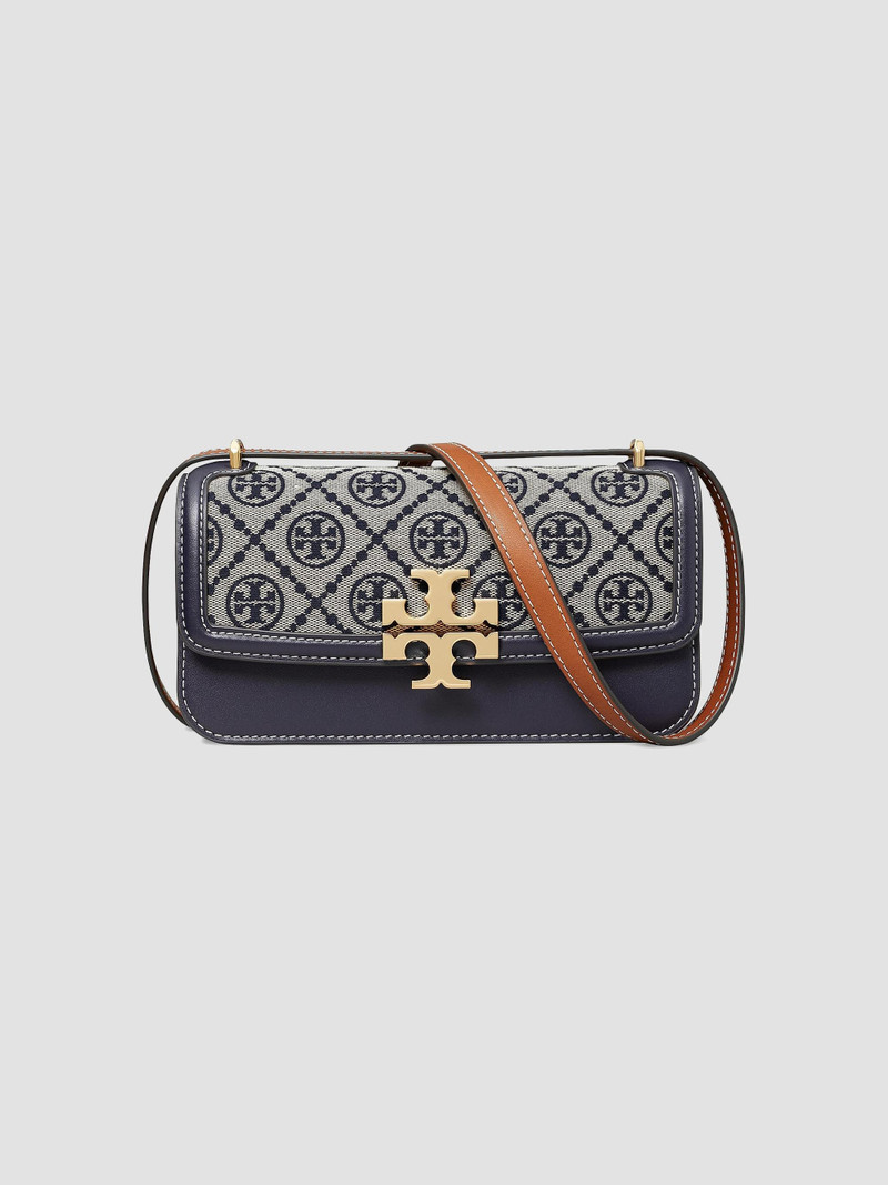 Women's Small Eleanor T Monogram Shoulder Bag - Tory Navy 1