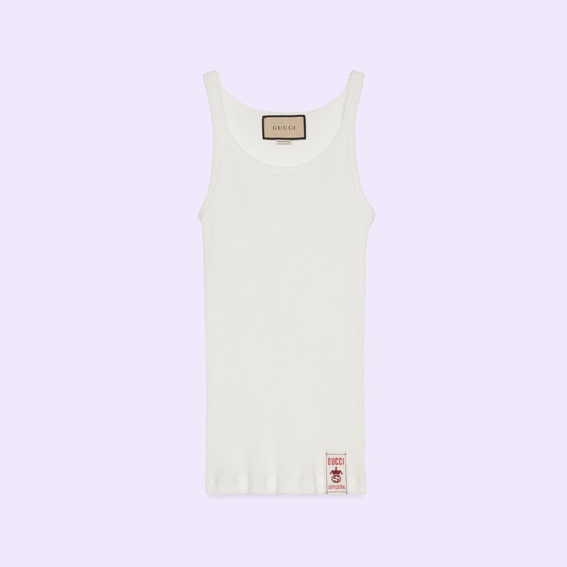 Cotton tank top with Cosmogonie label 1