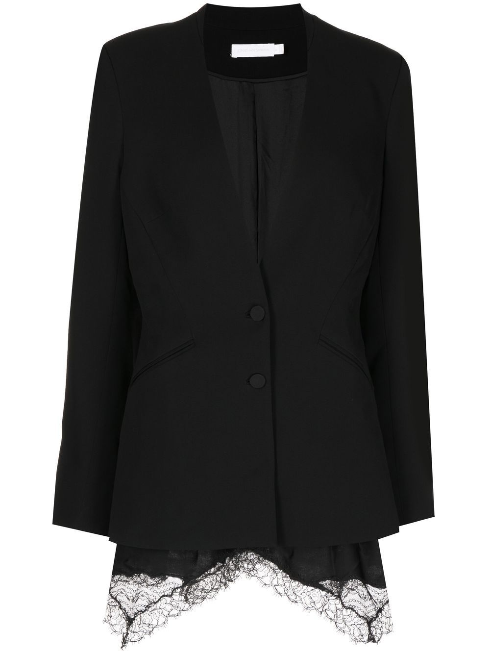 collarless single-breasted jacket - 1
