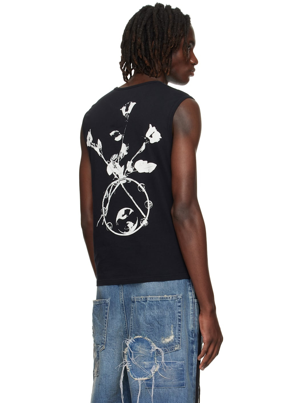 Black Ysewijn 'Eternal Roses' Tank Top - 3