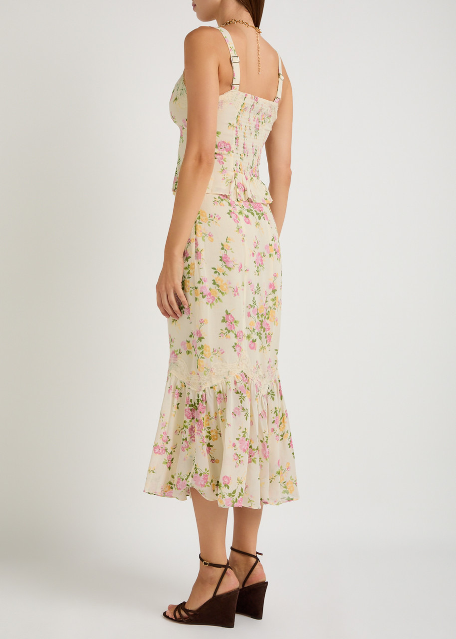 Reformation Sarita Floral Georgette top and Midi Skirt set - 3