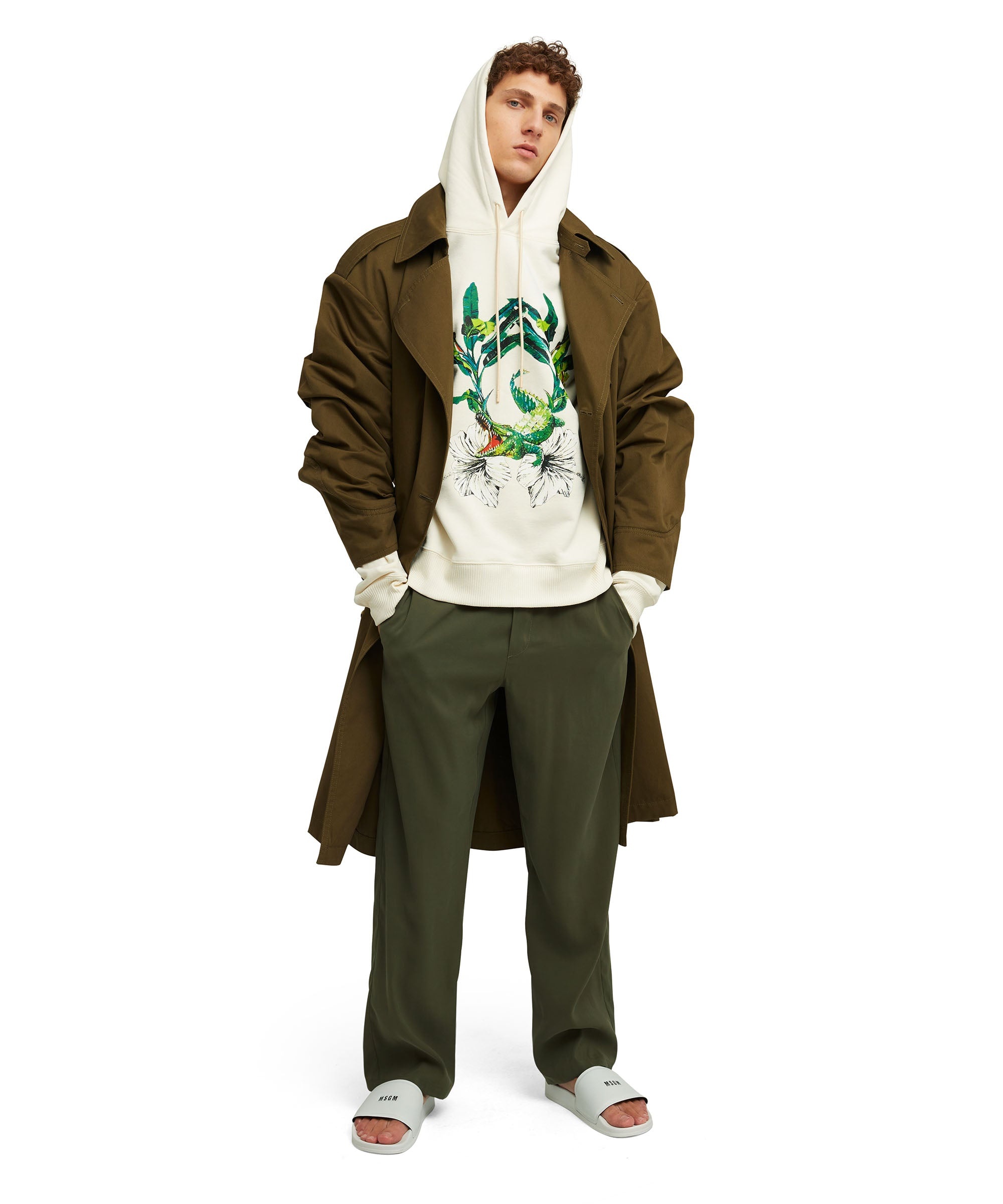 Solid color viscose fluid pants with straight legs - 2