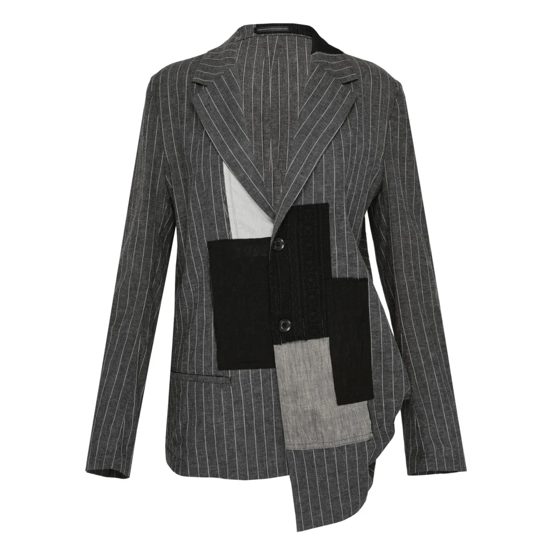 Asymmetric Patchwork Blazer - 1