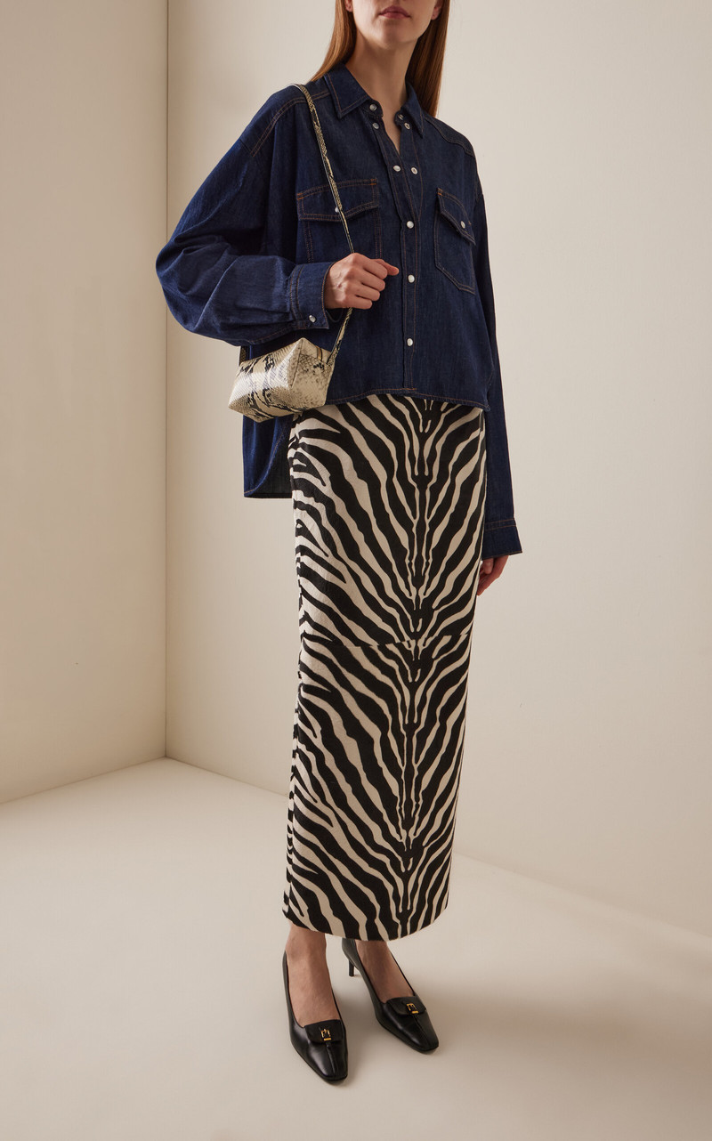 KHAITE Loxley Zebra-Printed Haircalf Maxi Skirt animal outlook
