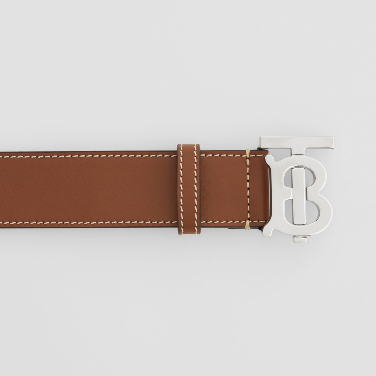 Monogram Motif Topstitched Leather Belt - 1