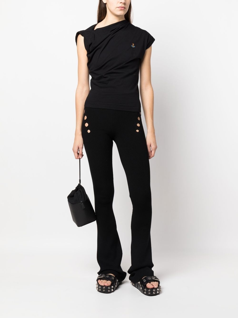 asymmetric draped T-shirt - 2