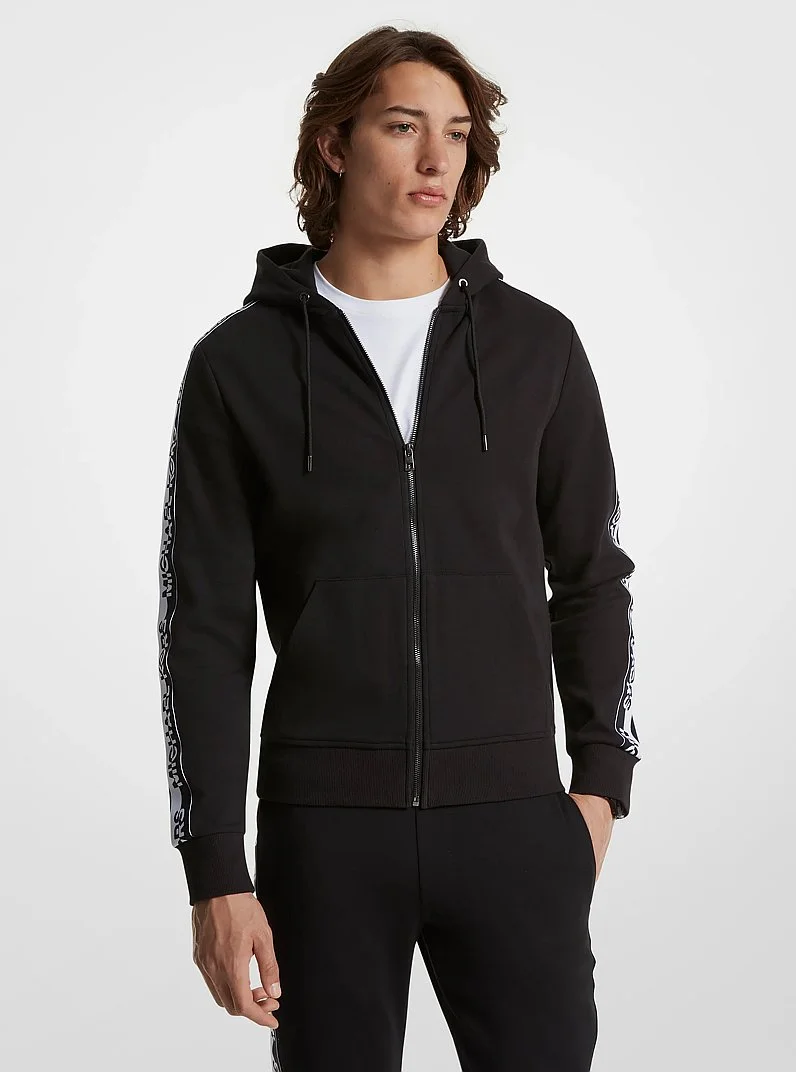 Logo Tape Cotton Blend Zip-Up Hoodie - 1