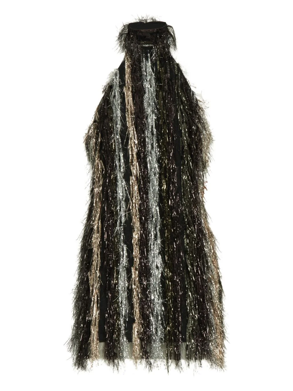 Sylvia metallic-fringe halter-neck mini dress - 1