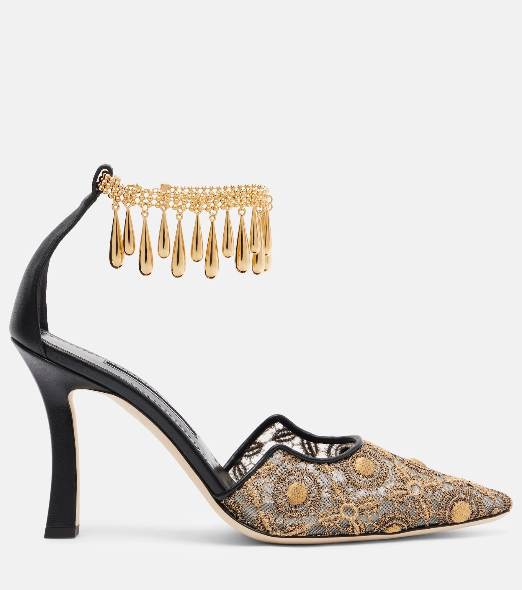 Harnicus 105 leather-trimmed lace pumps - 4