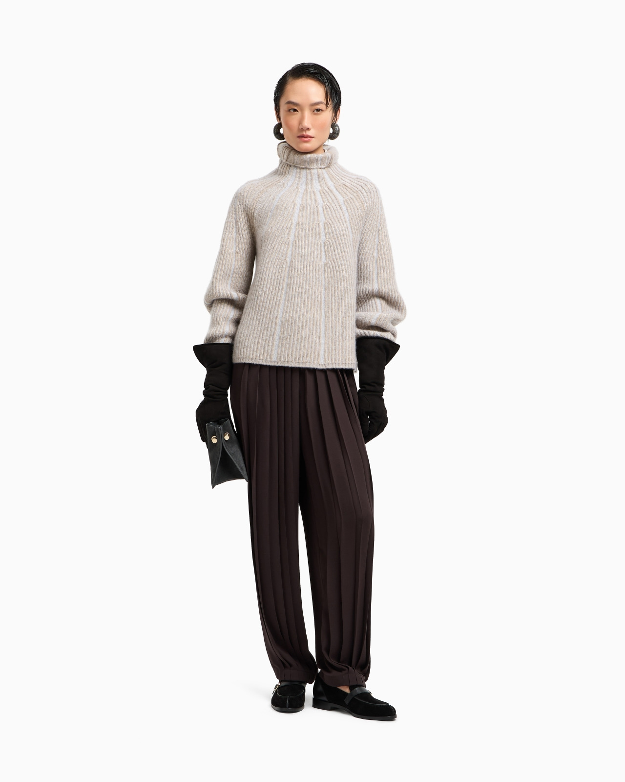 VIRGIN WOOL, CASHMERE AND SILK MOCK-NECK JUMPER - 2