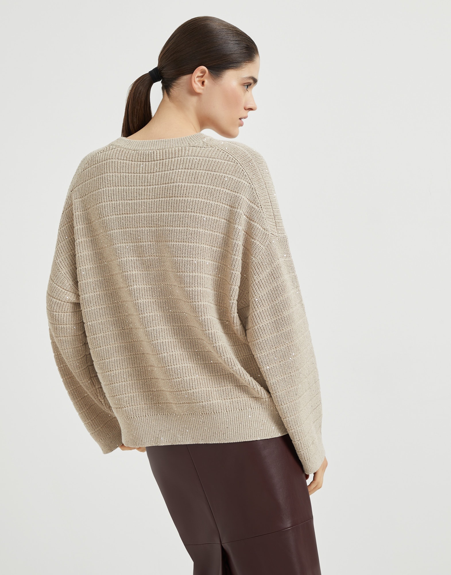 Textured half English rib sweater in cotton Diamond yarn - 2