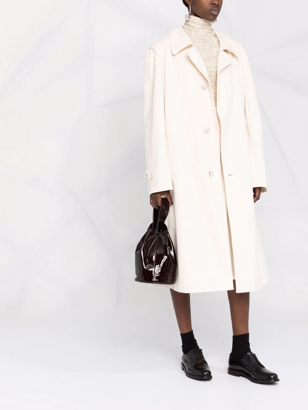 single-breasted midi coat - 6