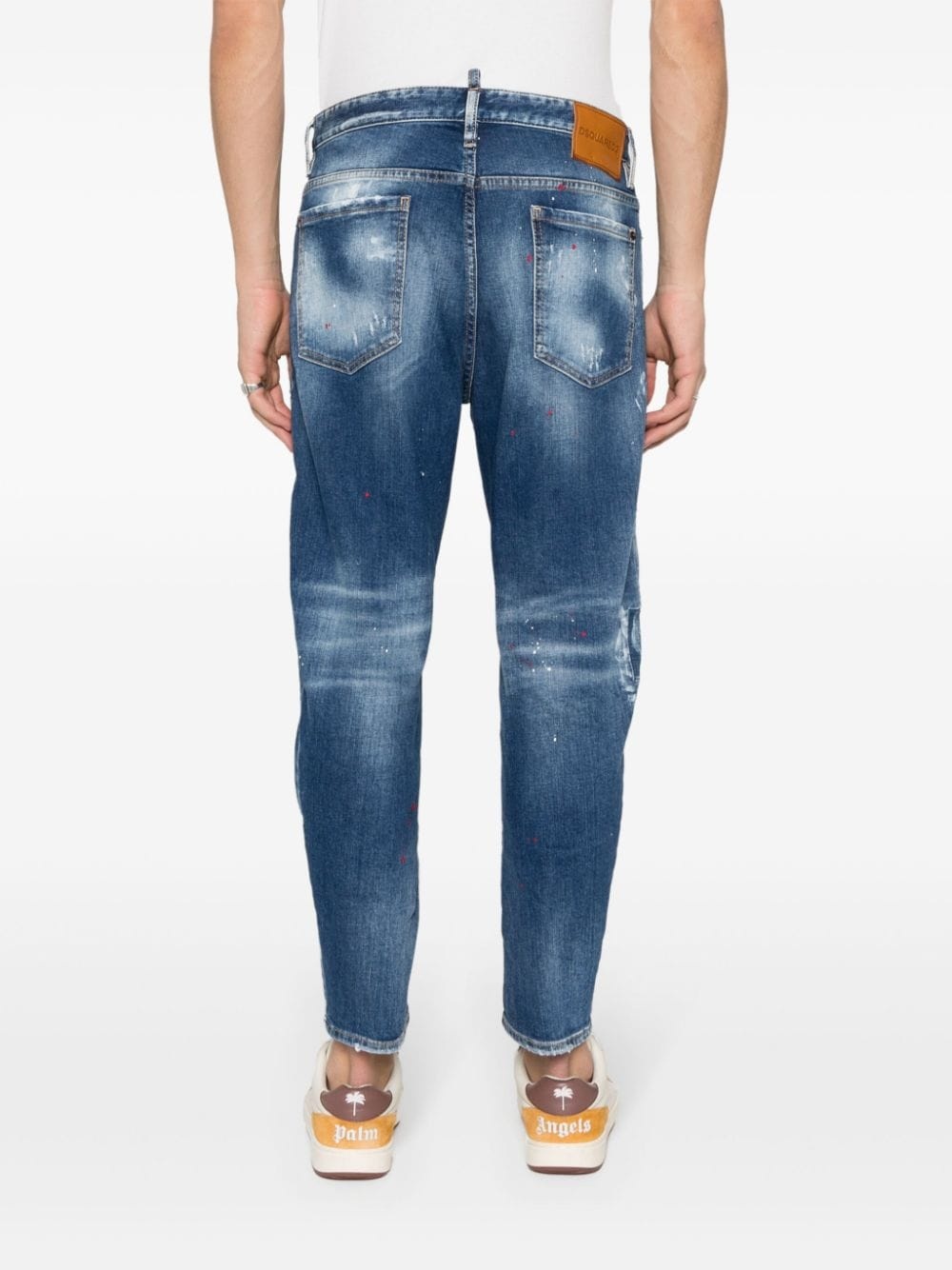 patchwork-detailing distressed jeans - 4